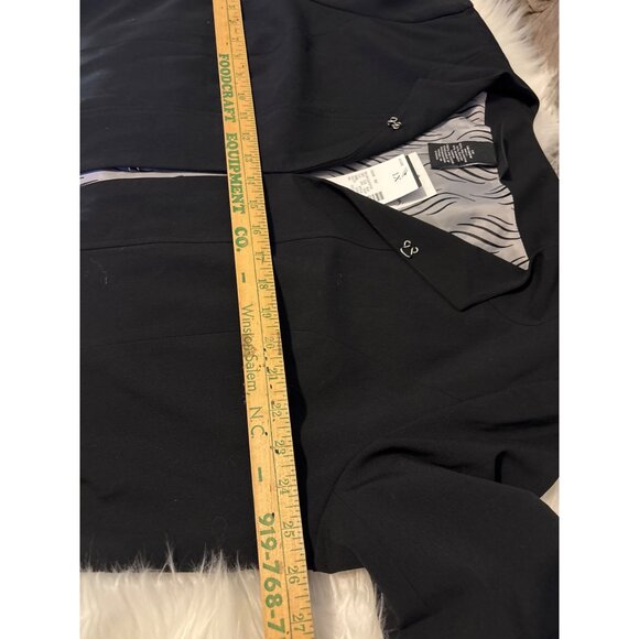 Open Front Blazer XL Maggie Barnes Black Womens Beaded cuffed sleeves Designer - Picture 4 of 12